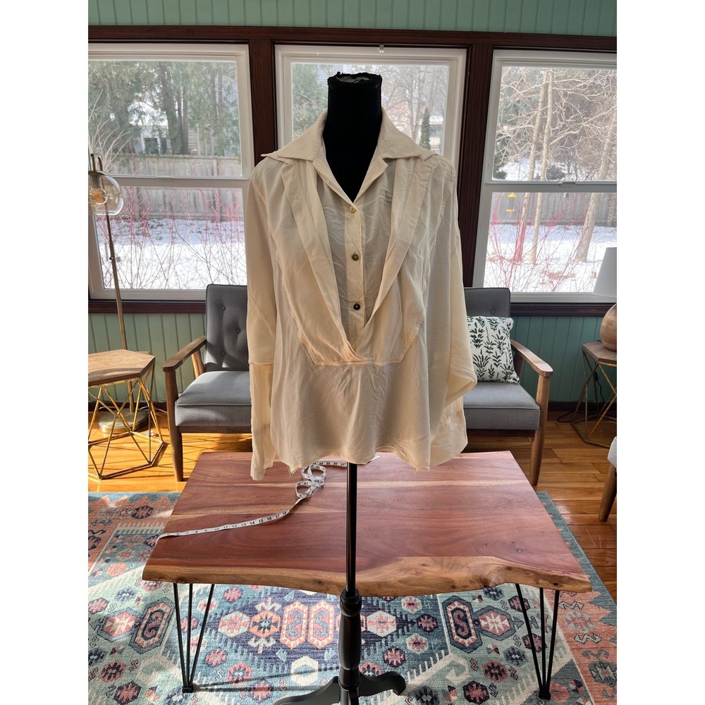 Atlein Cream Silk Blend Batwing Sleeve Blouse Size 40 CH11202 Made in Romania